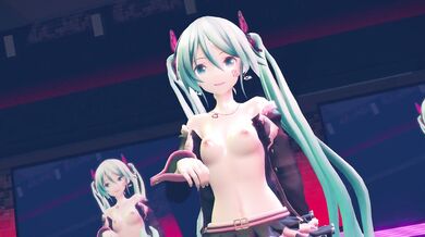 Rebecca and Kazuo have a passionate encounter in the woods while Miku strips to an upbeat dance tune