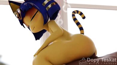 Sexy babysitter Dopy Teskat is looking to get fucked in reverse cowgirl by Anka the dog!