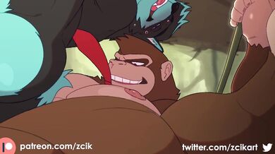 Watch as a giant wolf gets his ass obliterated by DK, the Donkey Kong character! This hentai porn video is one you wont forget