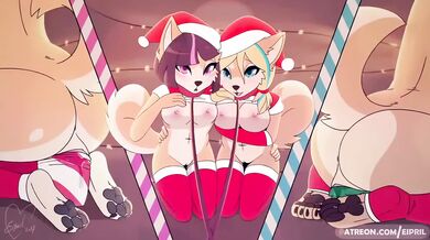 Gather around the fireplace with your furry friends as you watch these sexy girls riding a dildo in their winter outfits!