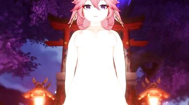 Yae, the shrine maiden, rides you at her sacred temple