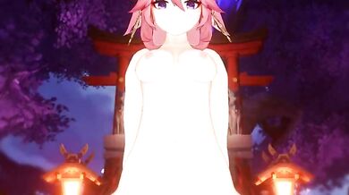 Yae, the shrine maiden, rides you at her sacred temple
