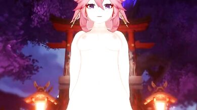 Yae, the shrine maiden, rides you at her sacred temple