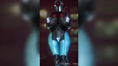 The sexy and powerful Fallout character, Assaultron (Artist Almightypatty), is on a mission to conquer the world with her electrifying assaults