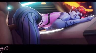 Watch as Tracer and Genji engage in a steamy threesome with Widowmaker, including doggy style positions from Overwatch
