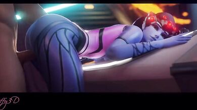 Watch as Tracer and Genji engage in a steamy threesome with Widowmaker, including doggy style positions from Overwatch