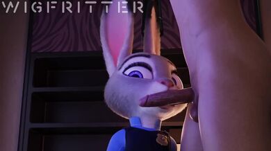 Piggyback Masturbation: Judy Hopps Blows a Wigfitter while Riding on His Back