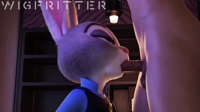 Piggyback Masturbation: Judy Hopps Blows a Wigfitter while Riding on His Back