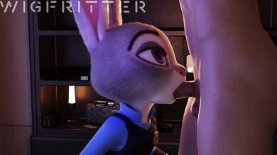 Piggyback Masturbation: Judy Hopps Blows a Wigfitter while Riding on His Back