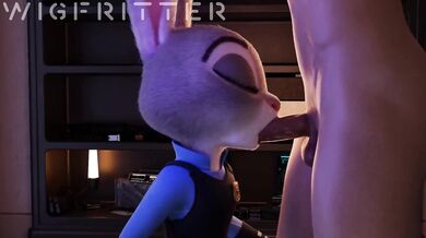 Piggyback Masturbation: Judy Hopps Blows a Wigfitter while Riding on His Back