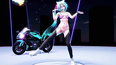 Miku, the LED-lit ninja, takes on MMD in a neon-soaked sex battle