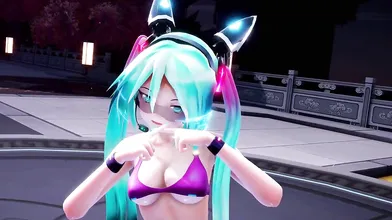 Miku, the LED-lit ninja, takes on MMD in a neon-soaked sex battle