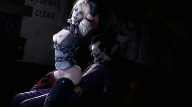 Harley Quinn gets her pussy smothered by Jokers big cock, as she rides him rough in the SFMSnip