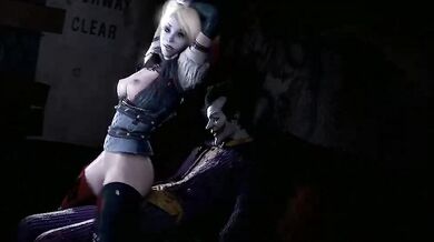Harley Quinn gets her pussy smothered by Jokers big cock, as she rides him rough in the SFMSnip