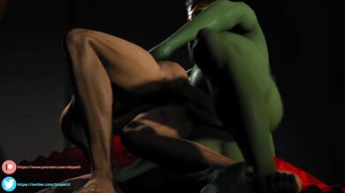 Busty Elf Maiden in Bed: Male Lover Lying Sideways