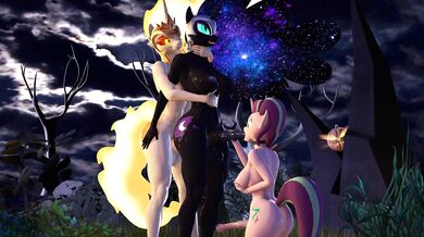 Watch this hot pony threesome on Halloween night with [Neterixx]