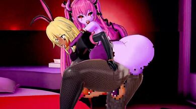 "Futa Devils Mizuki and Yukikaze take on Futa Dark Skin Shiranui in a steamy hentai fuck fest."