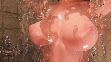"My hot and sexy Aunt Cass takes a steamy shower in her skimpy bikini, teasing the camera with her wet body and luscious curves."