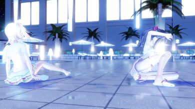 Miku, Rin and Ai strip dance in different versions of the same video.