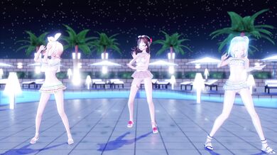 Miku, Rin and Ai strip dance in different versions of the same video.