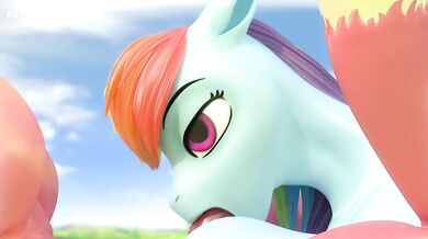 Rewritten as: "The Mighty Clopinian and Rainbow Dash Suck Each Other's Macs Off!"