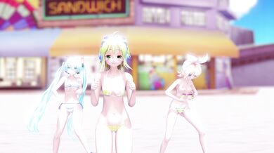 "Miku Hatsune, Rin Nanairo and GUMI Ai perform a sensual dance while being licked by Roki, in an uncensored version of the original video."