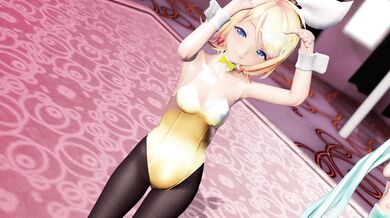 "Miku and Rin go bunny style in a sexy white lingerie, with the hottest diff-filtering effect!"