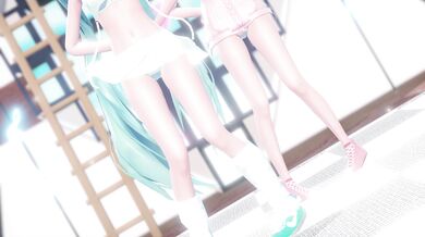 'Miku and Rin's Passionate Love-Making Session Ends in a Lap Dance and Tongue Kiss, All in Normal Mode [Uncensored]'