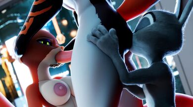 "Juicy Loving Between A Naked Otter And A Seductive Bunny In A Sandwich Position"