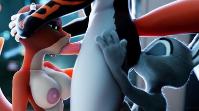 "Juicy Loving Between A Naked Otter And A Seductive Bunny In A Sandwich Position"