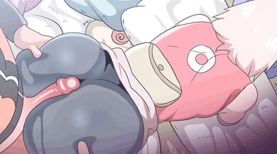 This is a hentai porn scene of Sakura who enjoys hot-dogs during sex with her partner