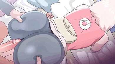 This is a hentai porn scene of Sakura who enjoys hot-dogs during sex with her partner