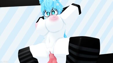 Rebecca rides a massive cock on Roblox