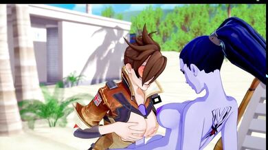 tracer and widow have fun at the beach
