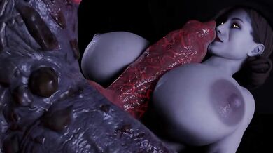 Watch as Lady Dimetrescu takes control of the situation, shoving her titfuck deep into her partners waiting mouth