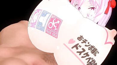 Watch a cute girl with pink cat ears, bouncing boobs and a body like an A-cup