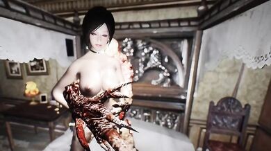 Dragonborns Dominating Desires: Tyrant of Skyrim Ravages Ada Wong from Resident Evil