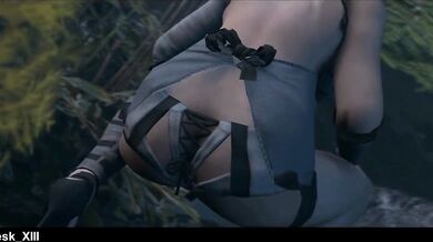 Kaine getting off in the forest of myth