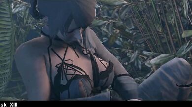 Kaine getting off in the forest of myth