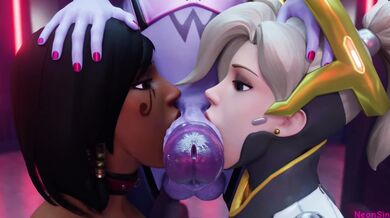 Overwatch Harem With Widow Pharah And Mercy Enjoying A Neon Threesome! [NeonSin][4K]