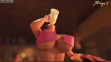 Fatty and Cum-Spraying Belly Bounce, Inflate Big Boobs with Pure Moaning