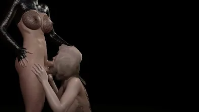 Futa-loving slut gets her mouth stuffed with a massive cock