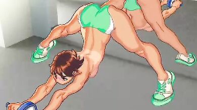 Sakura Fitness Center: Tan Topless Green (Bingo-chan and Tarte)