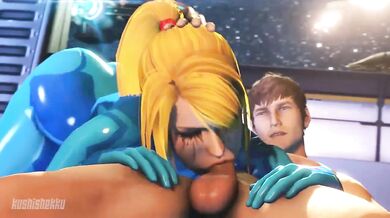 The seductive Samus Aran cock-sucks her way to a delicious Kushishekku