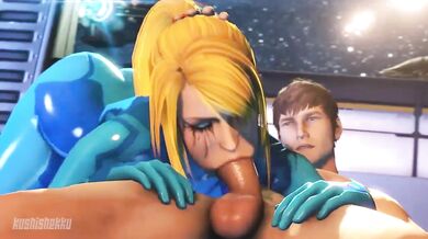 The seductive Samus Aran cock-sucks her way to a delicious Kushishekku