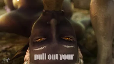 A Dark Elven Maiden Gets Roughly Throated by a Dominant Dommy