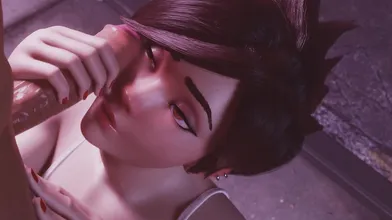Tracer gets a blowjob from Rash Nemain in this porn parody of Overwatch and Game of Thrones!