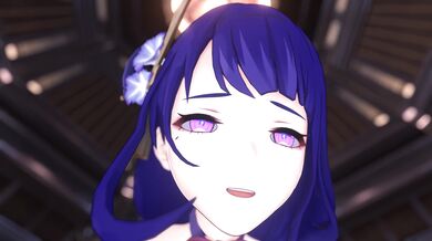 Raiden the Shogun takes on two horny maids in a hot three-way scene