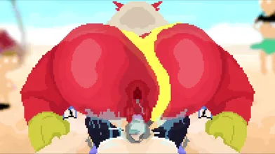 Watch the sexy Blaziken Trainer get naughty on the beach in this hot hentai porn video!