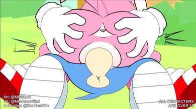 Wet, Wild and Busty - Amy Rose x Sonic [Beachside Bunnies MrCB]